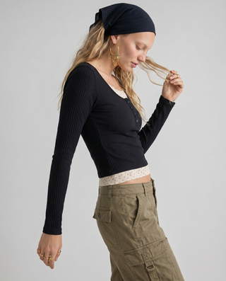 Genevieve Lace Trim Henley