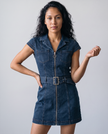 Ruby Denim Zip-Front Collared Mini Dress