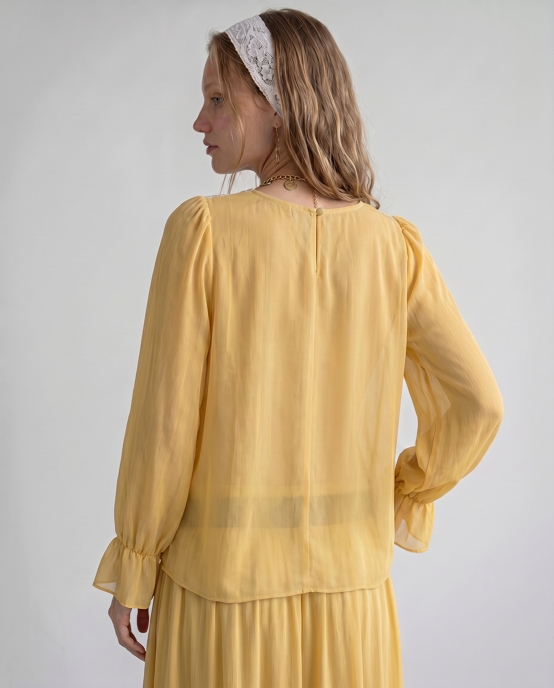 Marigold Lace Trim Blouse