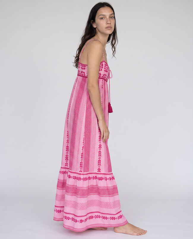 Rosalie Tribal Print Tassel-Tie Maxi Dress