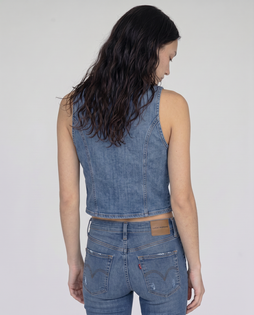 Edna Denim Tie-Front Top