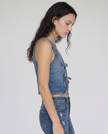 Edna Denim Tie-Front Top