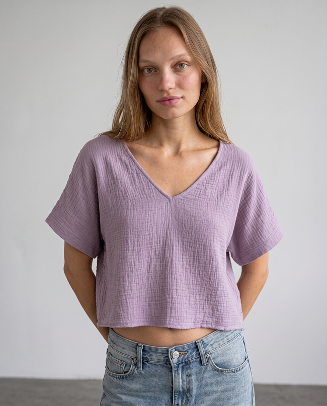 Wilhelmina Textured Crop Tee