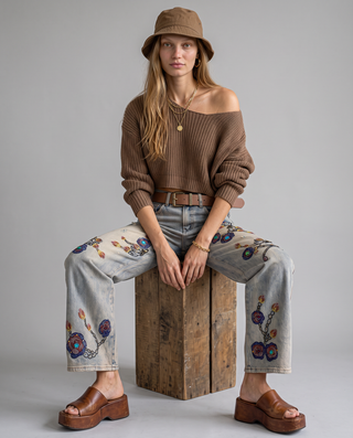 Juniper Floral Embroidered Straight-Leg Jeans