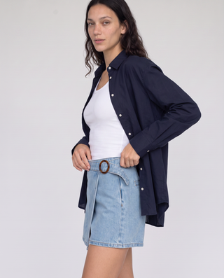 Wrenley Denim Wrap Skort