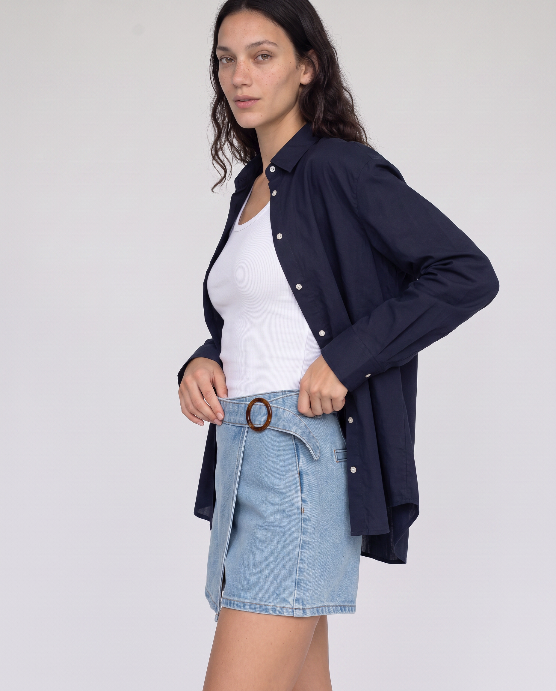 Wrenley Denim Wrap Skort