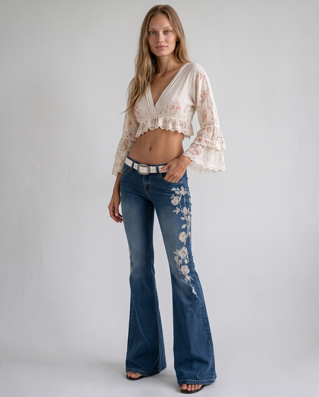 Anouk Embroidered Flare Denim Jeans