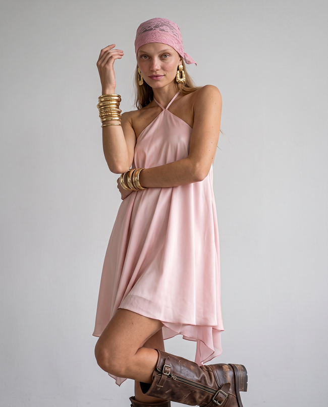 Everly Satin Halter Dress