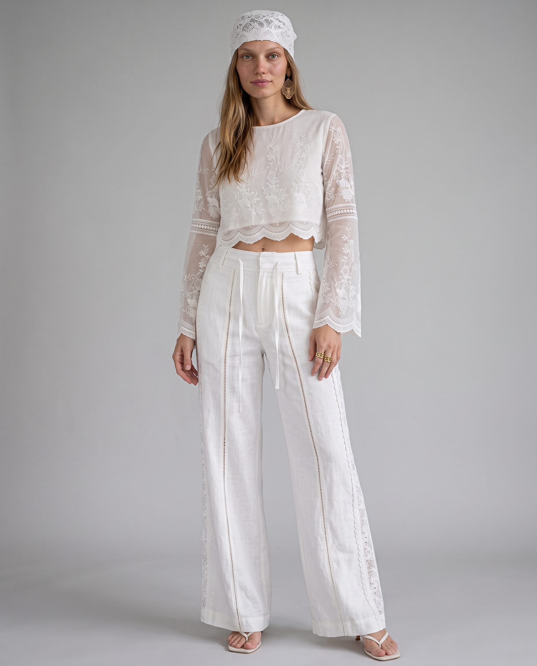 Bellafiore Lace-Trim Trousers