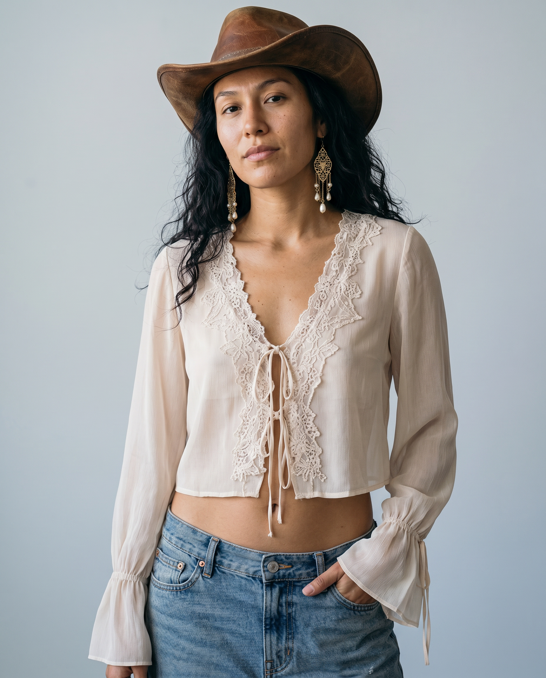 Delacroix Lace Trim Blouse