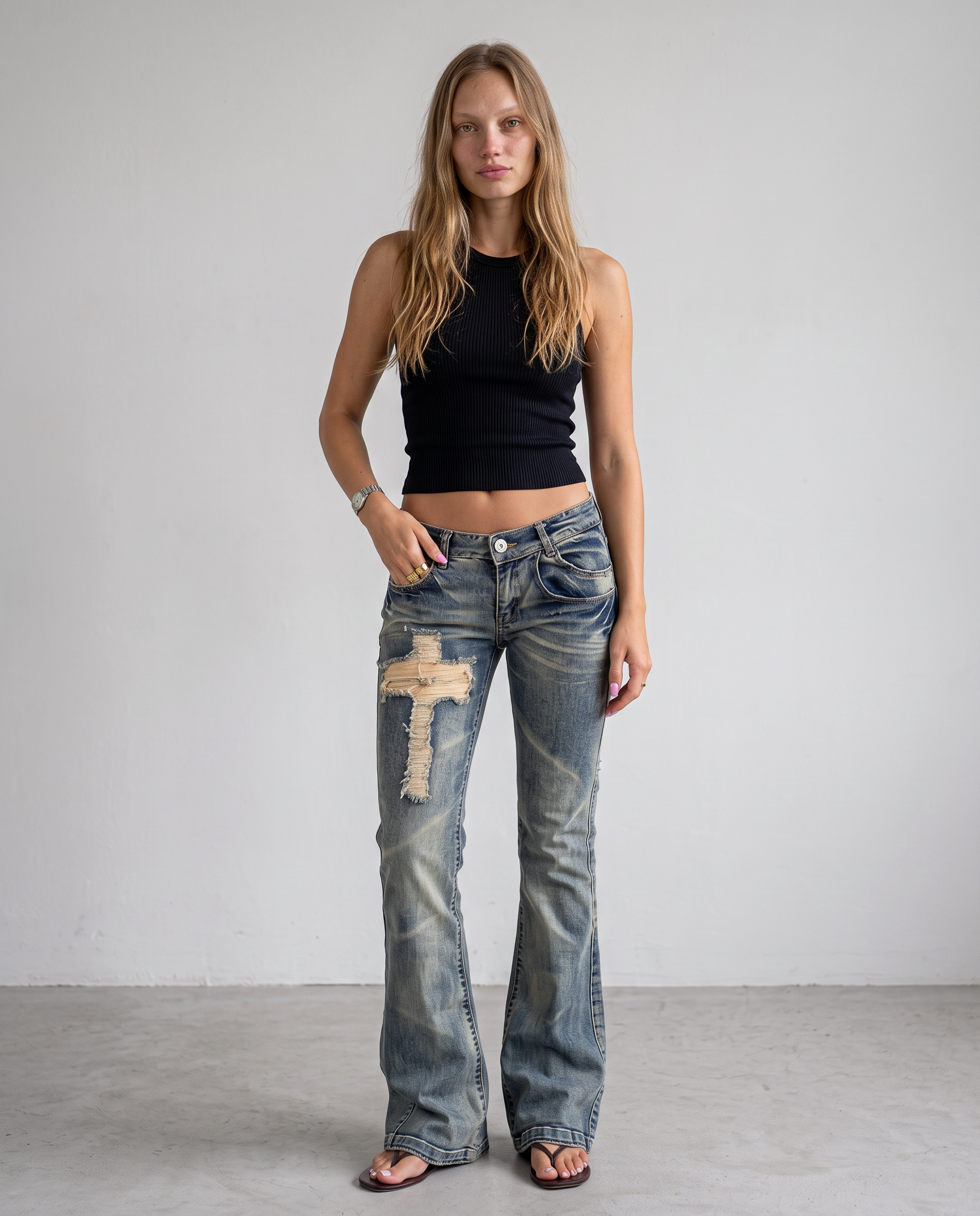 Seraphine Distressed Flare Denim Jeans