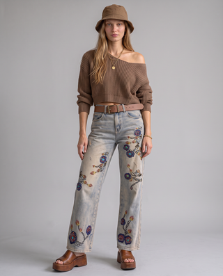 Juniper Floral Embroidered Straight-Leg Jeans