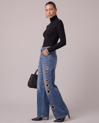 Vantrelle Grommet Wide-Leg Jeans