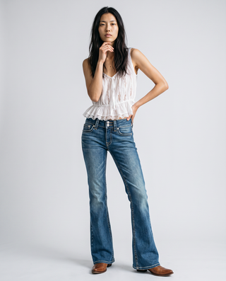 Montanna Low-Rise Double-Button Flared Jeans