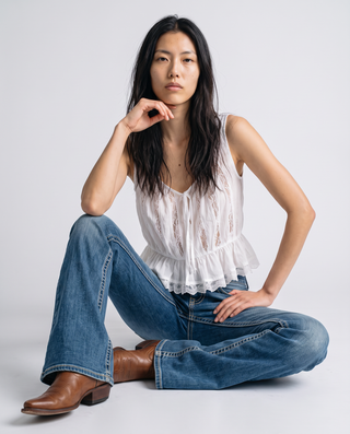 Montanna Low-Rise Double-Button Flared Jeans