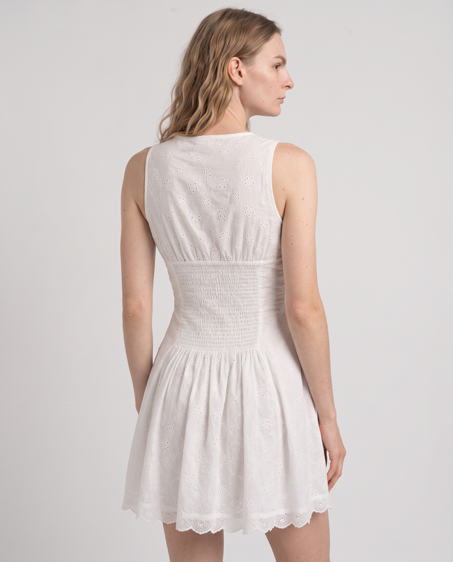 Isla Eyelet Button-Front Fit-and-Flare Mini Dress