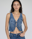 Edna Denim Tie-Front Top