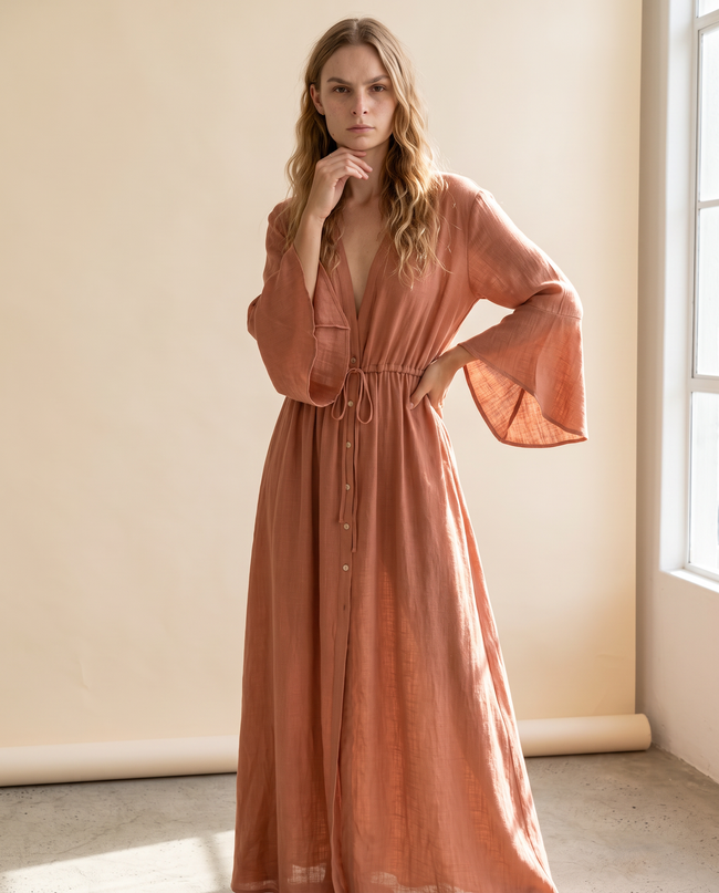 Henrietta Bell-Sleeve Maxi Dress
