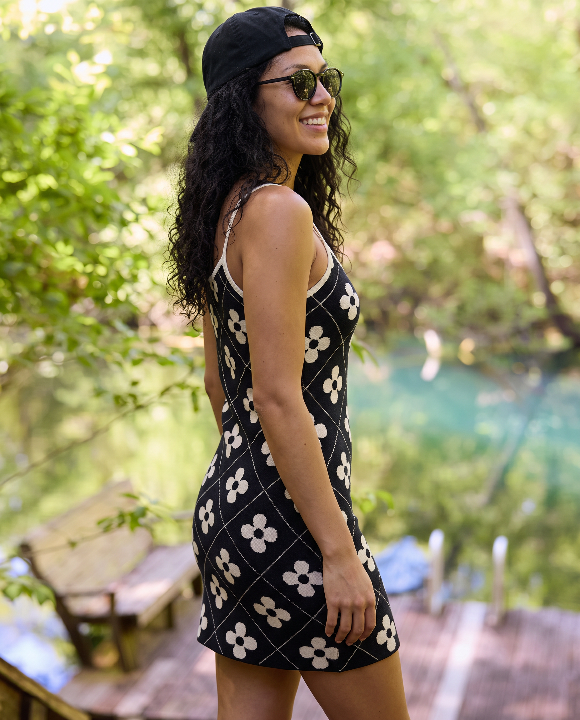 Remi Floral Diamond Knit Mini Dress