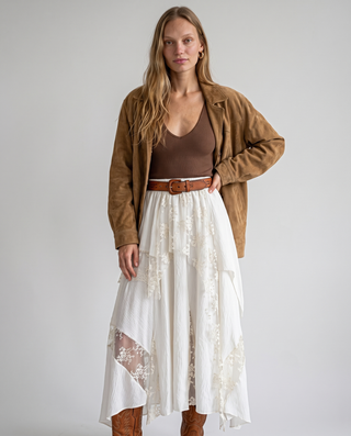 Sybil Floral Lace Patchwork Maxi Skirt
