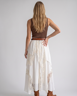 Sybil Floral Lace Patchwork Maxi Skirt