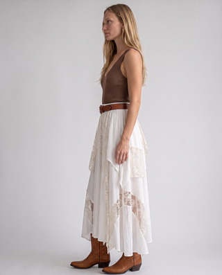 Sybil Floral Lace Patchwork Maxi Skirt