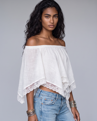 Wilder Off-Shoulder Handkerchief Hem Blouse