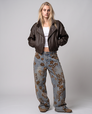 Fenwick Low-Rise Ultra Baggy Floral Print Jeans