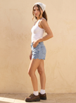 Fleur Lace-Trim Denim Shorts