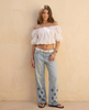 Marigold Floral Embroidered Wide-Leg Jeans