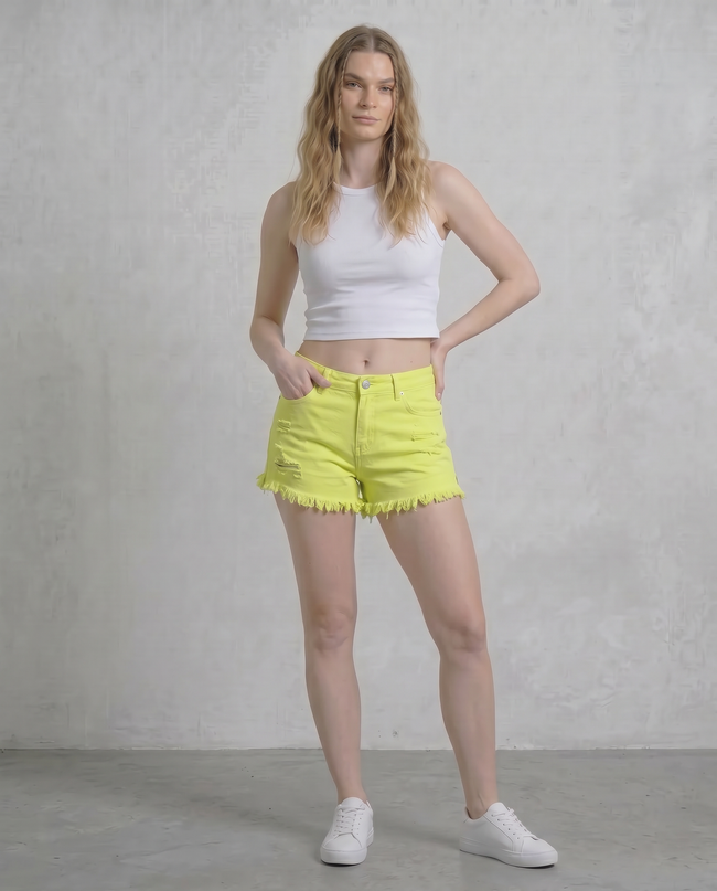 Citrina Distressed Denim Shorts