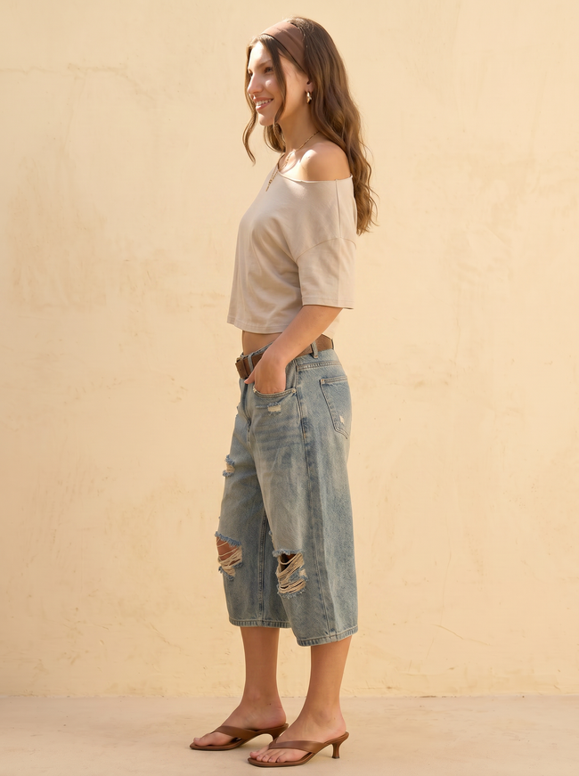 Sienna Distressed Denim Jorts