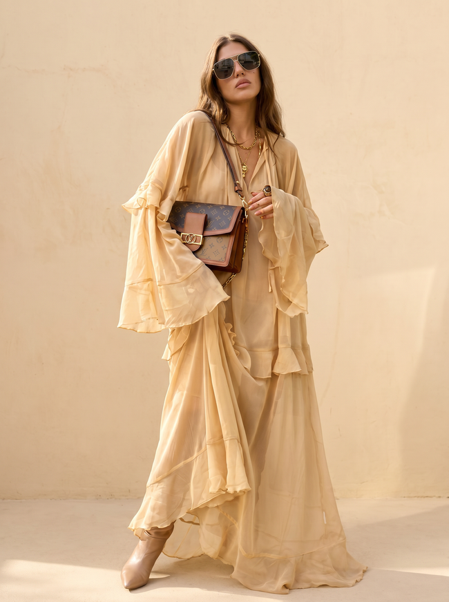 Georgiana Ruffled Sleeve Maxi Dress