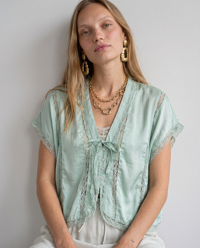 Marguerite Lace Trim Blouse