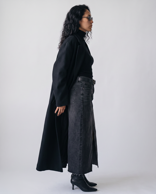 Raven Front-Slit Denim Skirt