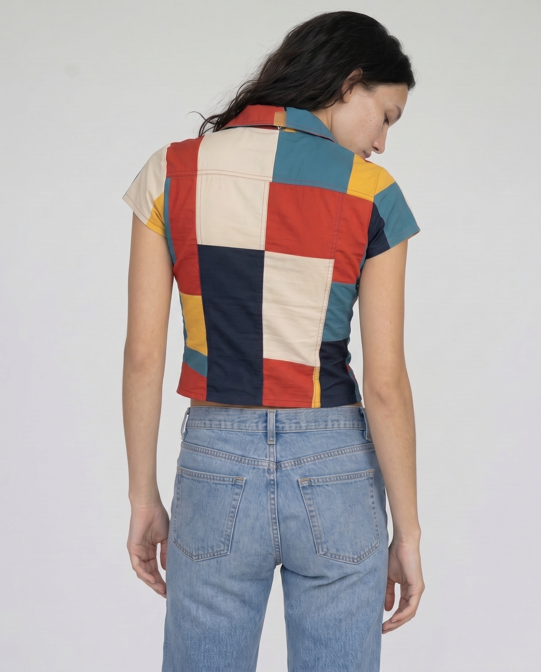 Colette Colorblock Zip-Front Top