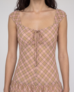 Tessa Plaid Cap-Sleeve Tiered Maxi Dress
