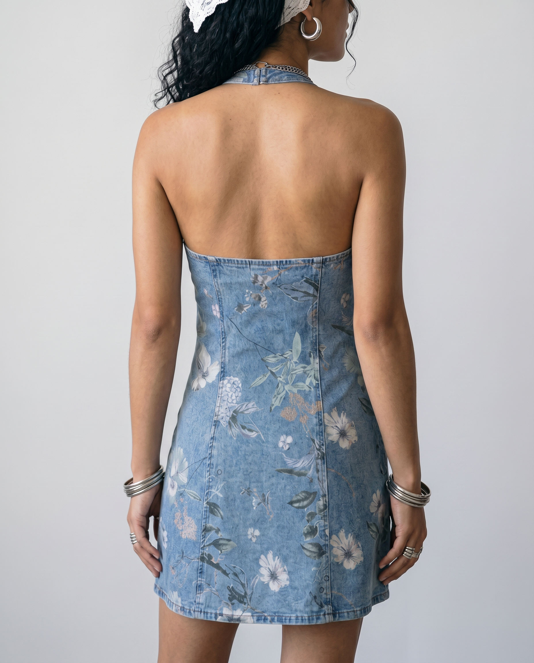 Ophelia Denim Halter Mini Dress
