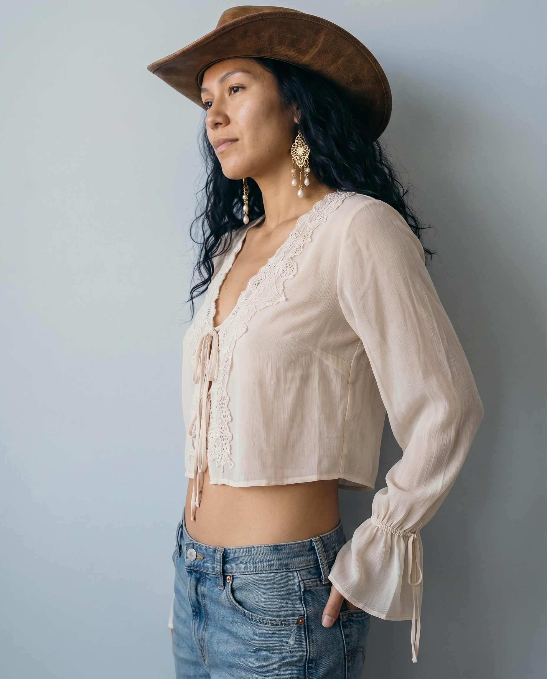 Delacroix Lace Trim Blouse