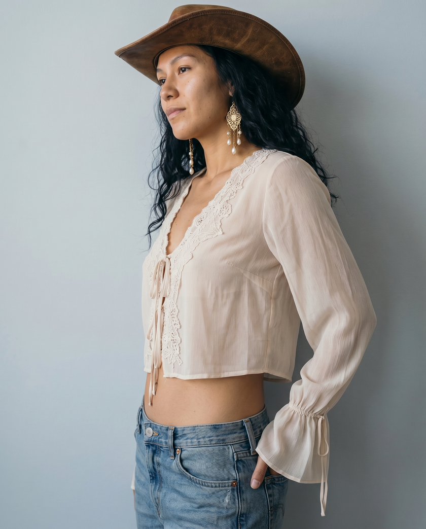 Delacroix Lace Trim Blouse