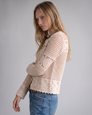 Camellia Scalloped Crochet Cardigan