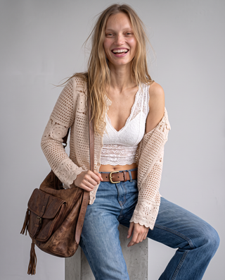 Camellia Scalloped Crochet Cardigan