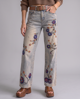 Juniper Floral Embroidered Straight-Leg Jeans