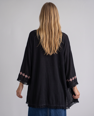 Nightfall Embroidered Fringe Kimono