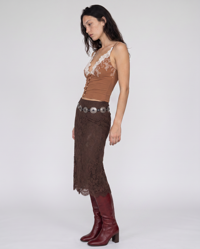 Isolde Lace Overlay Midi Skirt