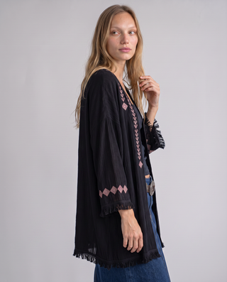 Nightfall Embroidered Fringe Kimono