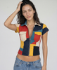 Colette Colorblock Zip-Front Top