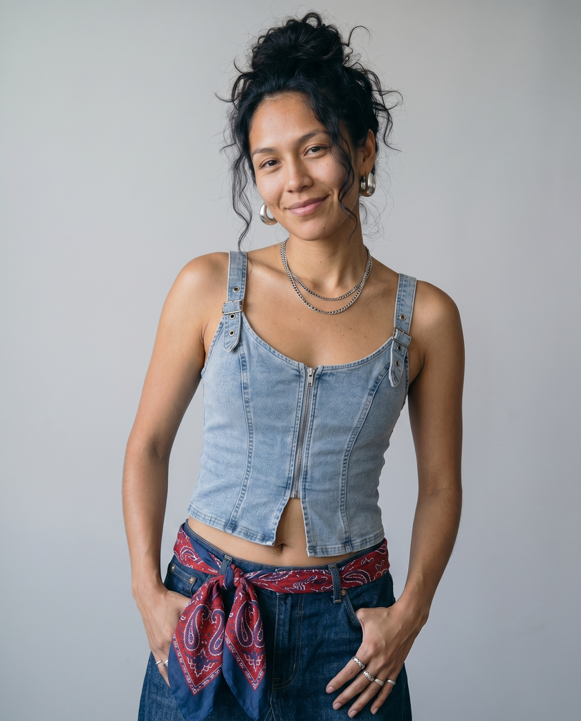 Adalee Denim Corset Top