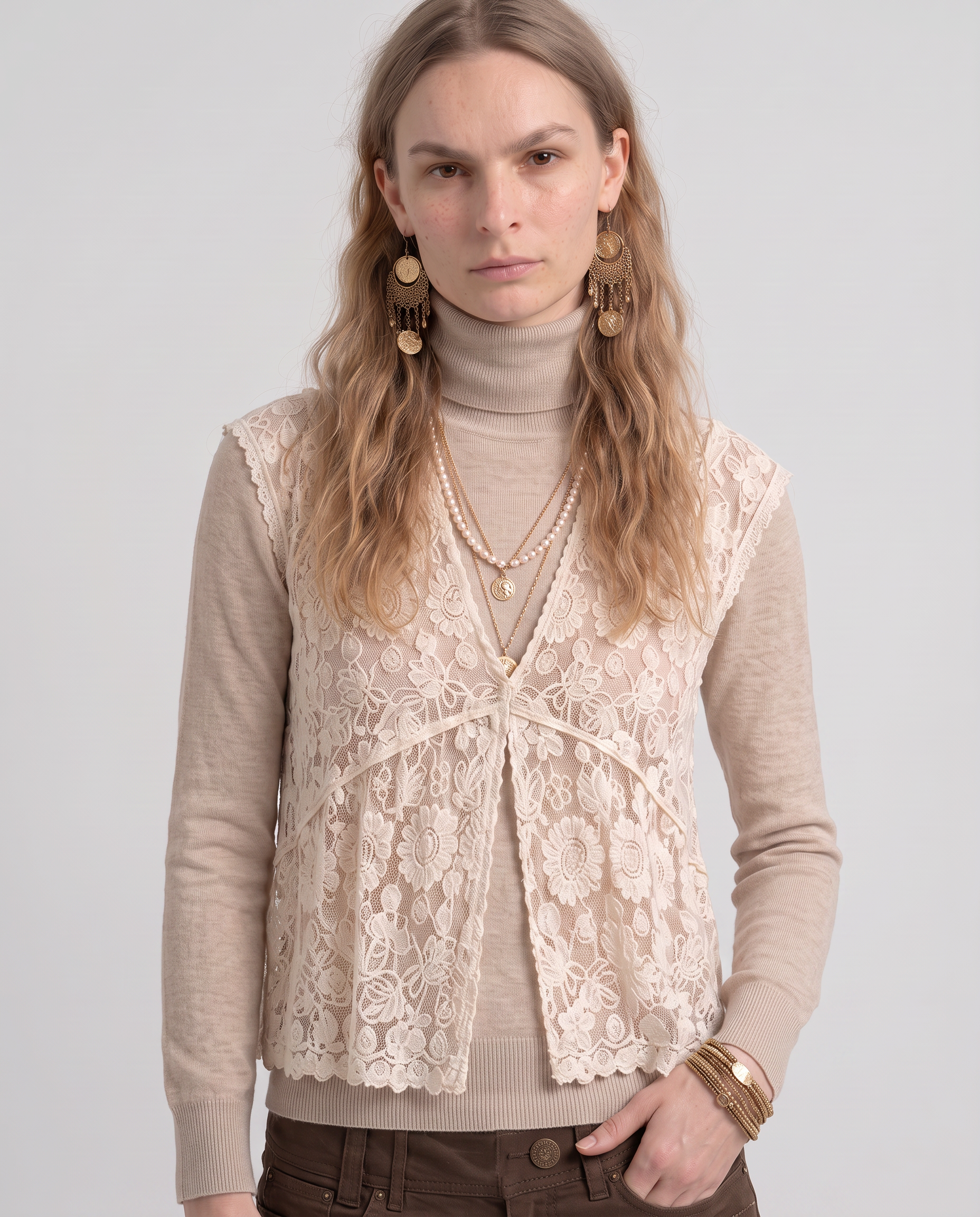 Delphine Lace Vest Blouse