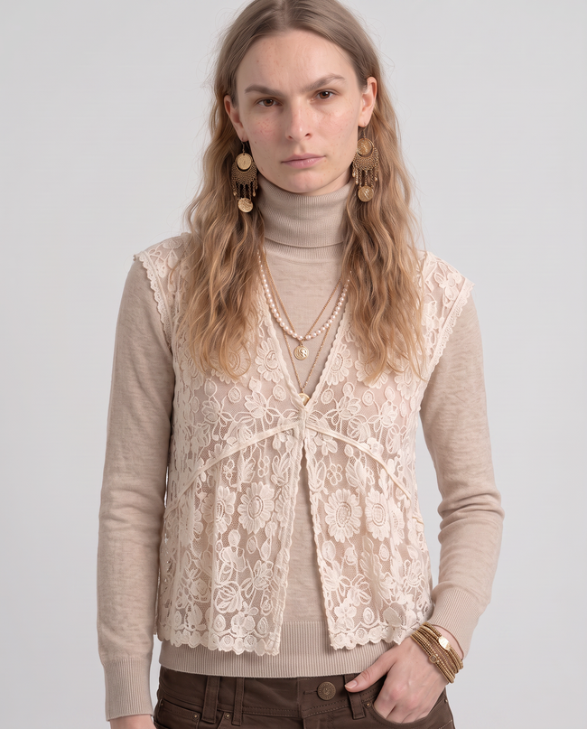 Delphine Lace Vest Blouse